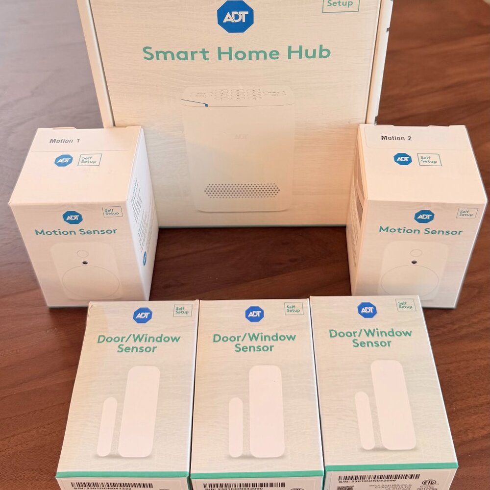 ADT Smart Home Hub Self Setup Security Kit w/ 2 Motion + 3 Door Sensors NEW